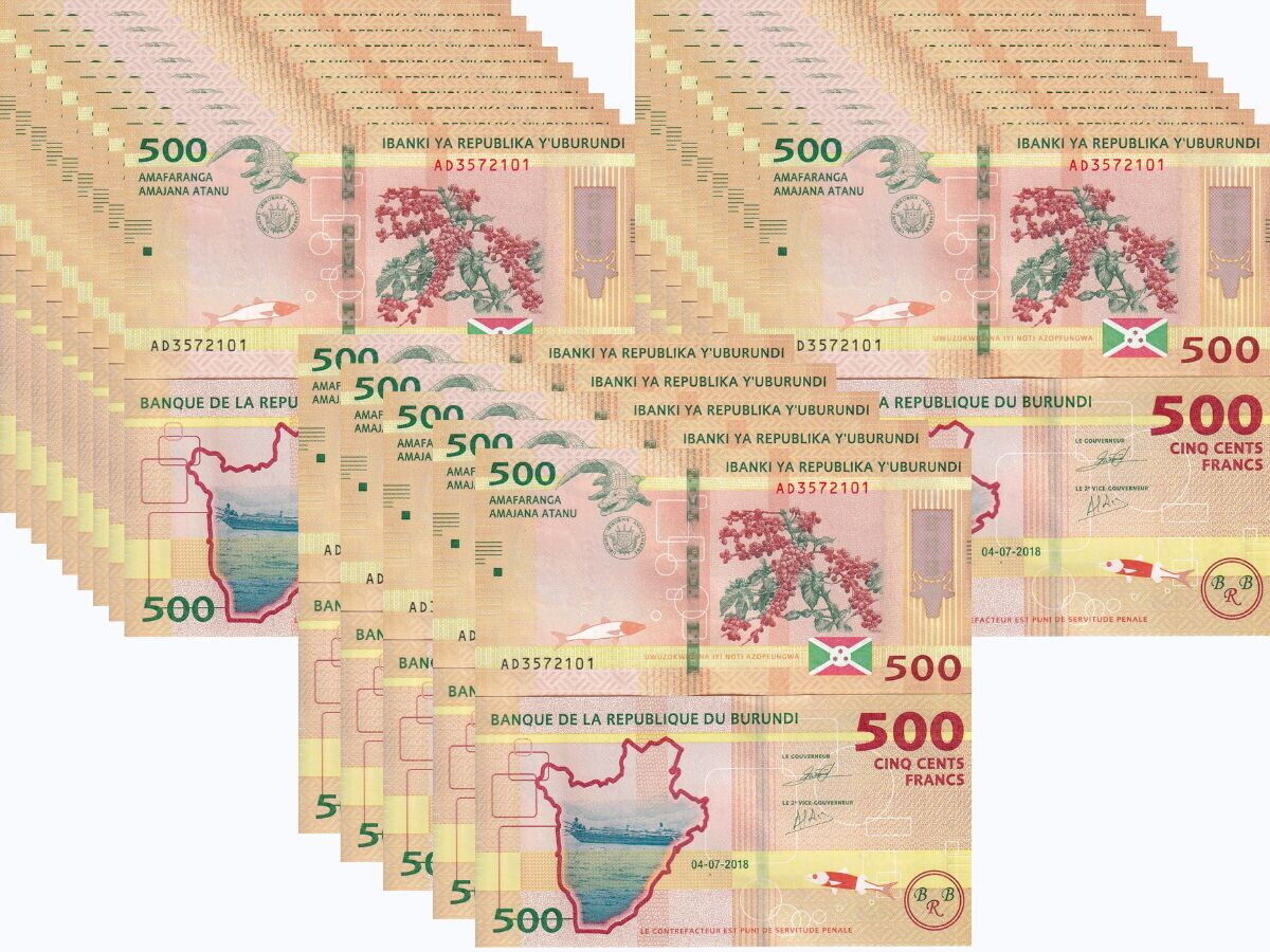 Burundi 500 Francs 2018 P 50 UNC LOT 25 PCS 1/4 BUNDLE