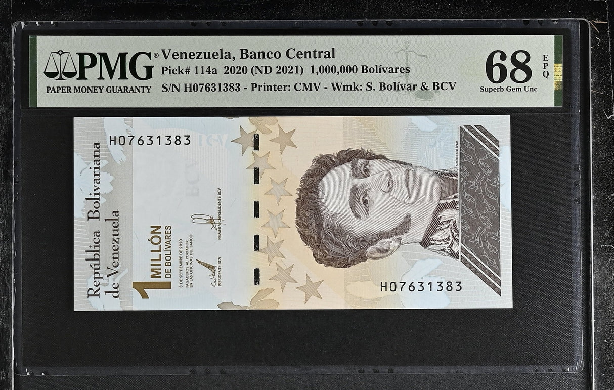 Venezuela 1 Million 1000000 Bolivares 2020 P 114 a Superb Gem UNC PMG 68 EPQ