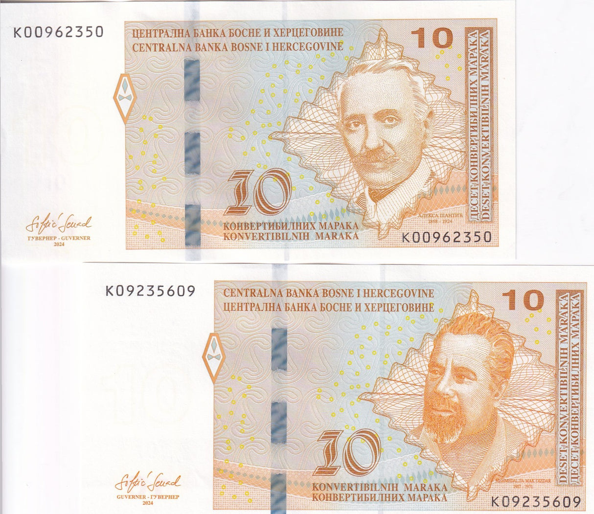 Bosnia & Herzegovina Set 2 UNC 10 Convertible Maraka 2024 P 80 P 81