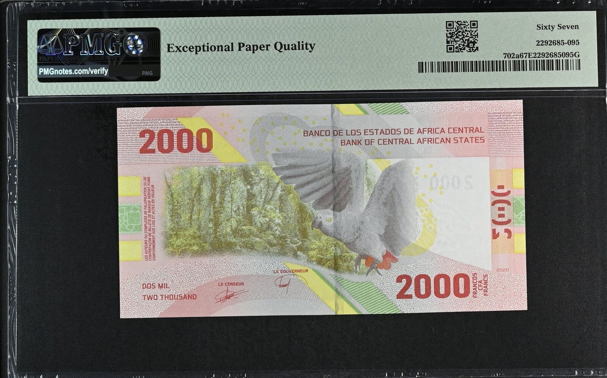 Central African Set 5; 500-10000 francs 2022 P 700-704 Superb Gem UNC PMG 67 EPQ