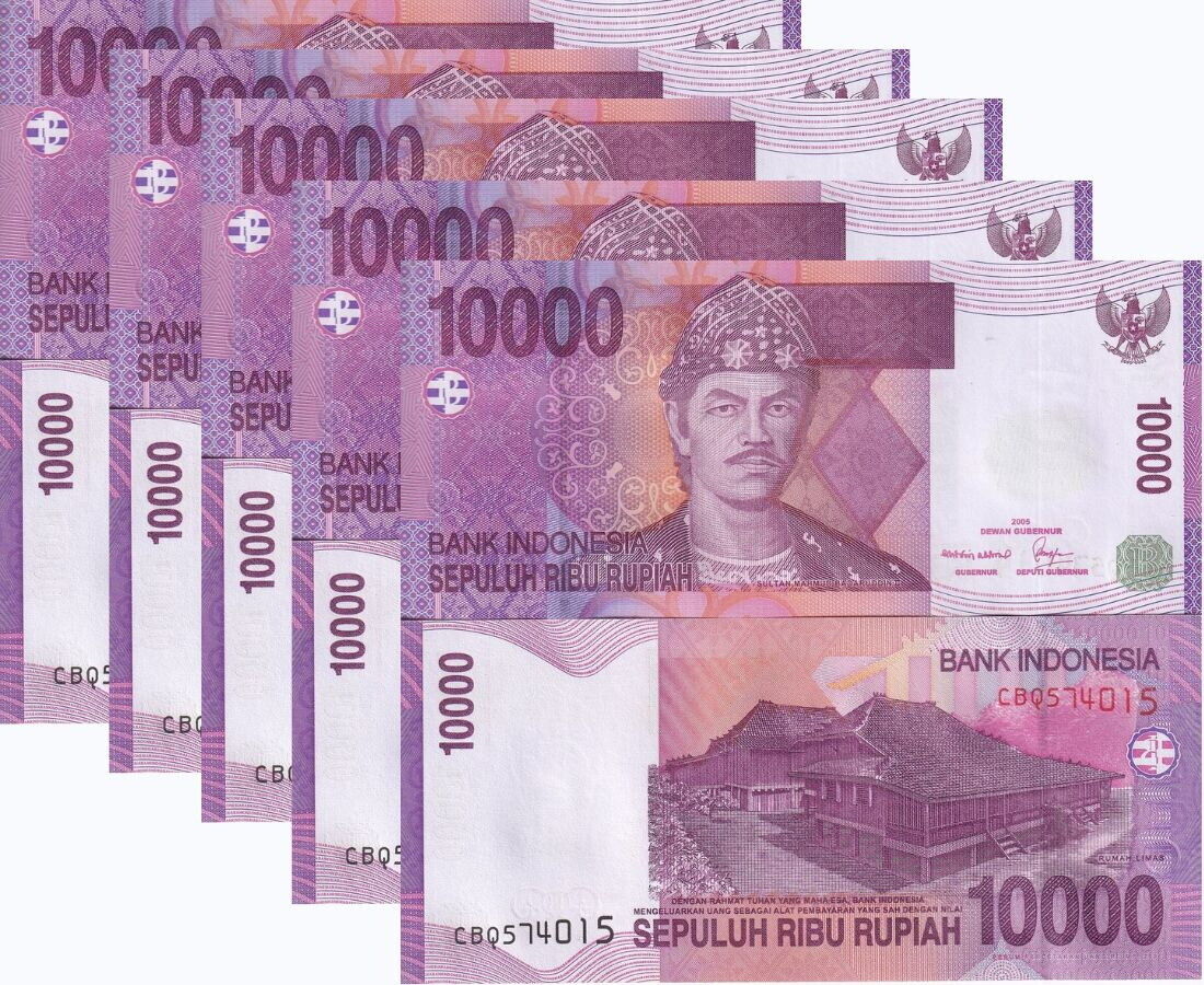 Indonesia 10000 Rupiah 2005/Mixed Years P 143 UNC LOT 5 PCS