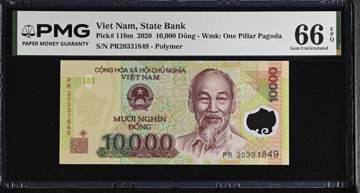Vietnam 10000 Dong 2020 Polymer P 119 m Gem UNC PMG 66 EPQ