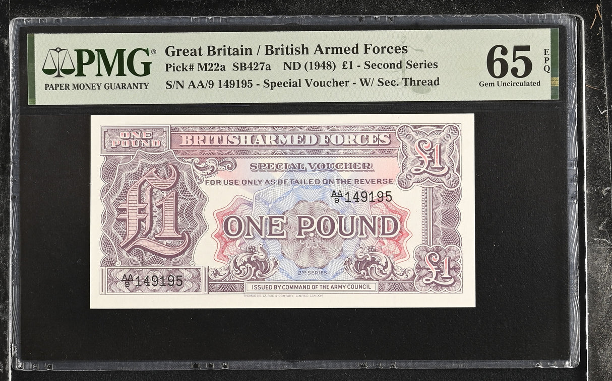 Great Britain 1 Pound ND 1948 P M22 a Gem UNC PMG 65 EPQ