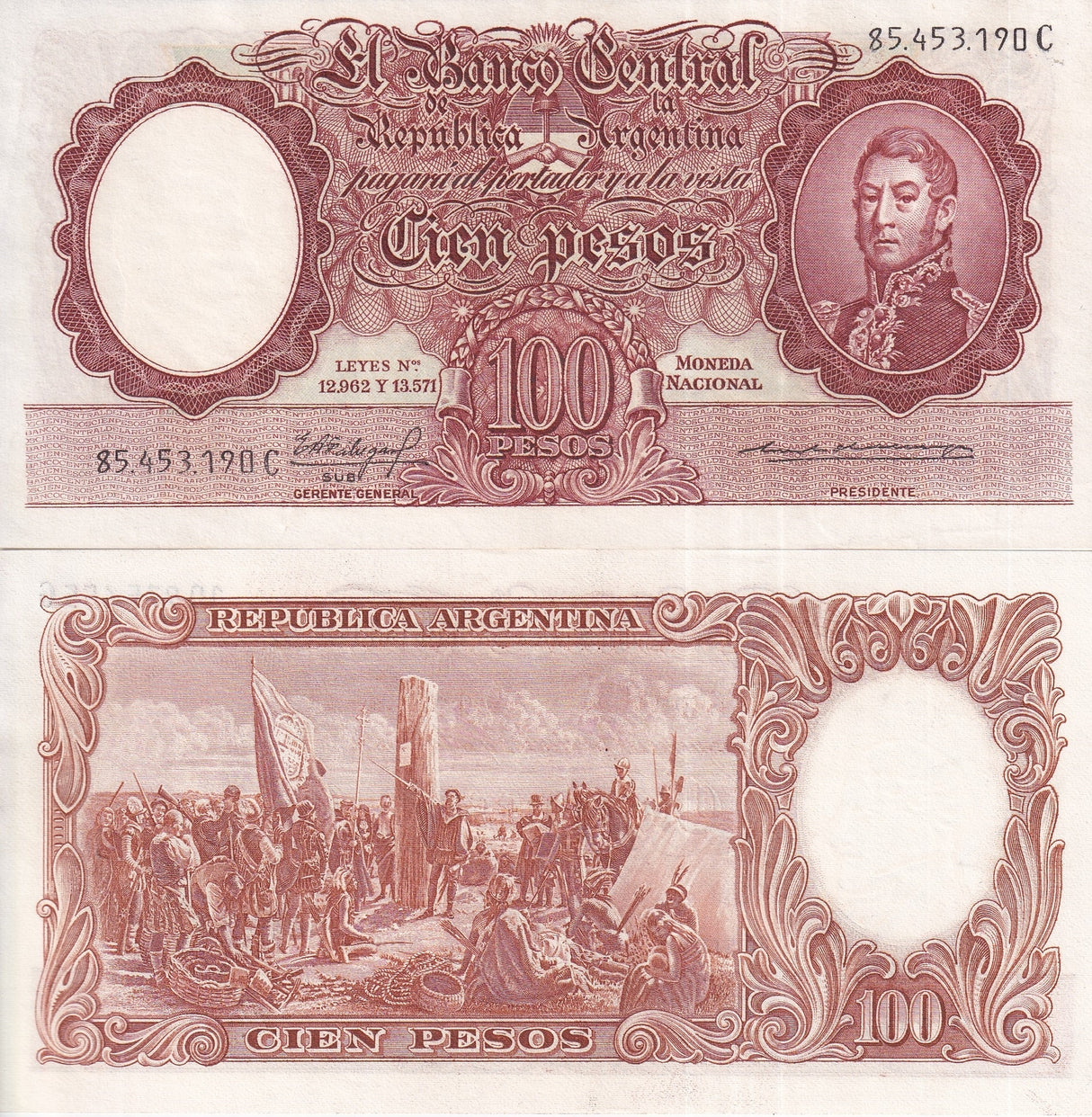 Argentina 100 Pesos ND 1968-1969 P 272 XF Little Yellow Tone