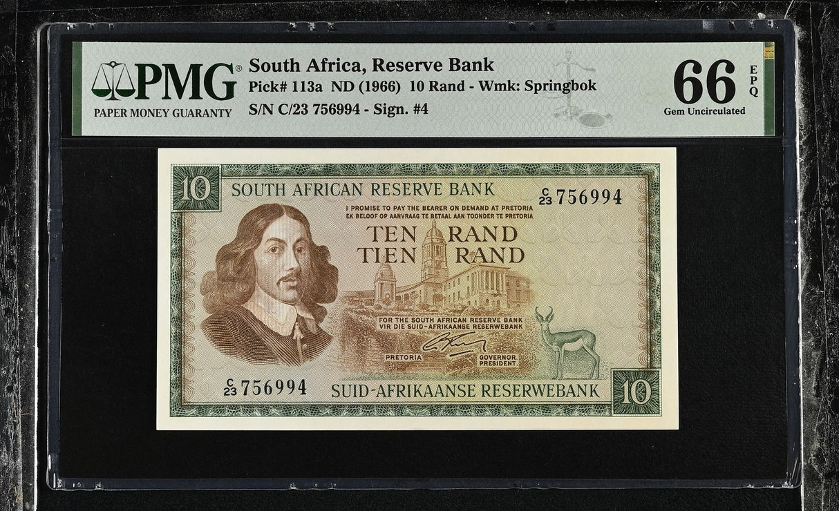 South Africa 10 Rand ND 1966 P 113 a Gem UNC PMG 66 EPQ