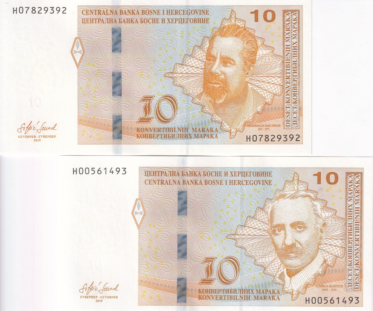 Bosnia & Herzegovina Set 2 UNC 10 Convertible Maraka 2019 P 80 P 81