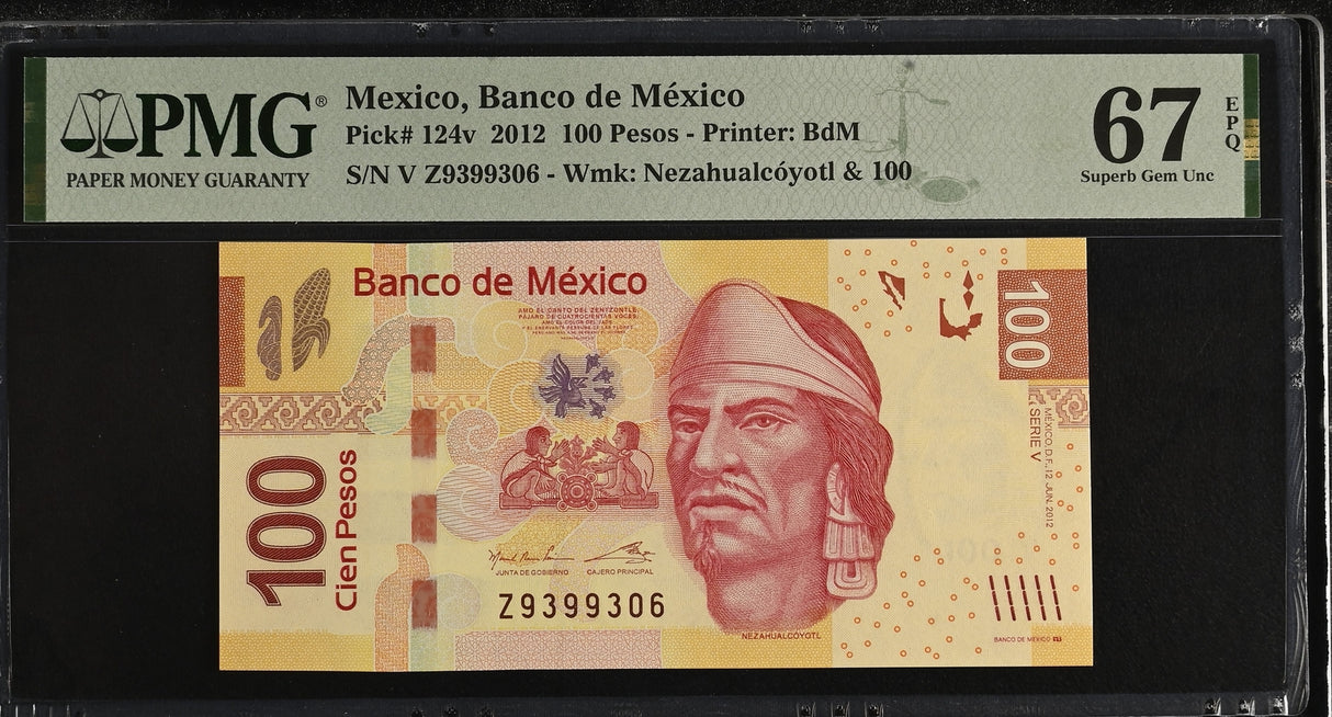 Mexico 100 Pesos 2012 P 124 v Superb Gem UNC PMG 67 EPQ TOP POP