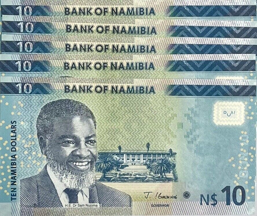 Namibia 10 Dollars 2021 P 16 b UNC LOT 5 PCS