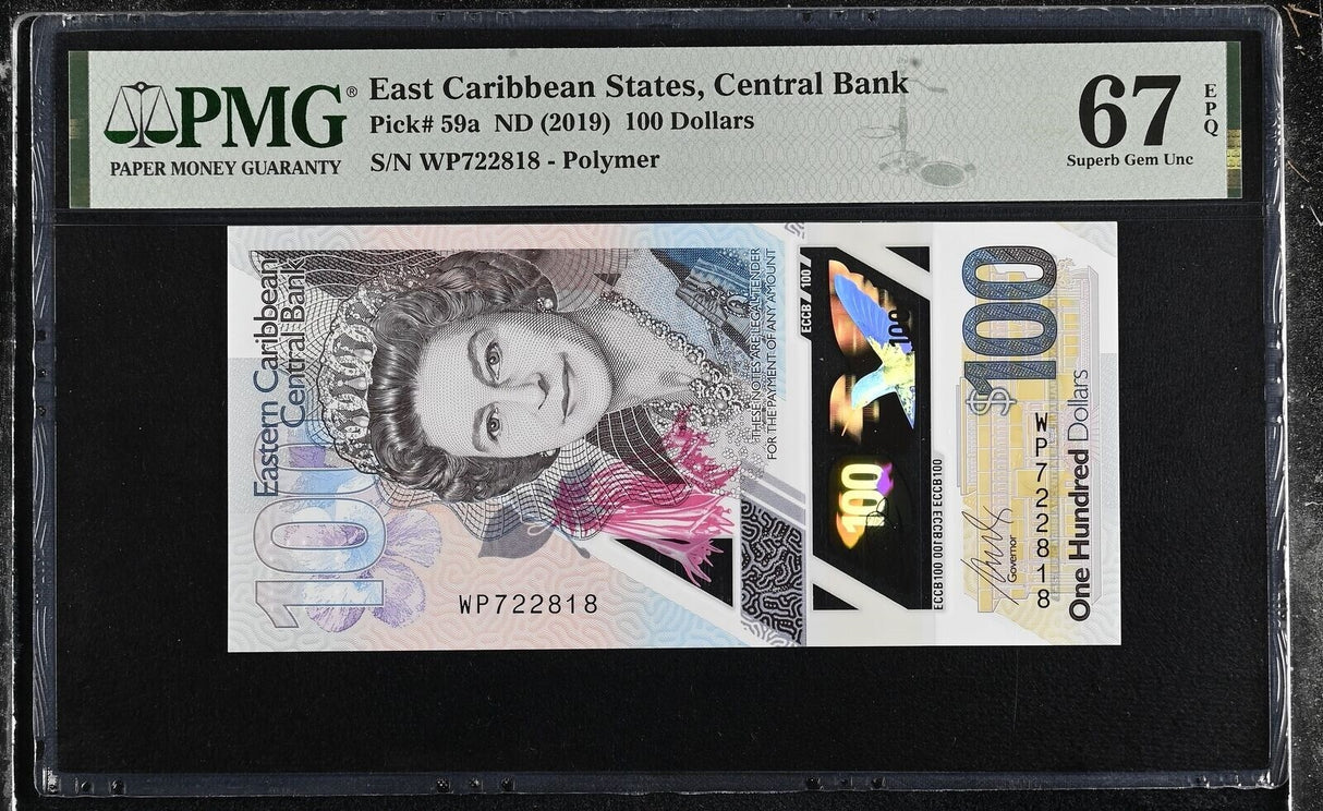 East Caribbean States 100 Dollars ND 2019 P 59 a Superb Gem UNC PMG 67 EPQ