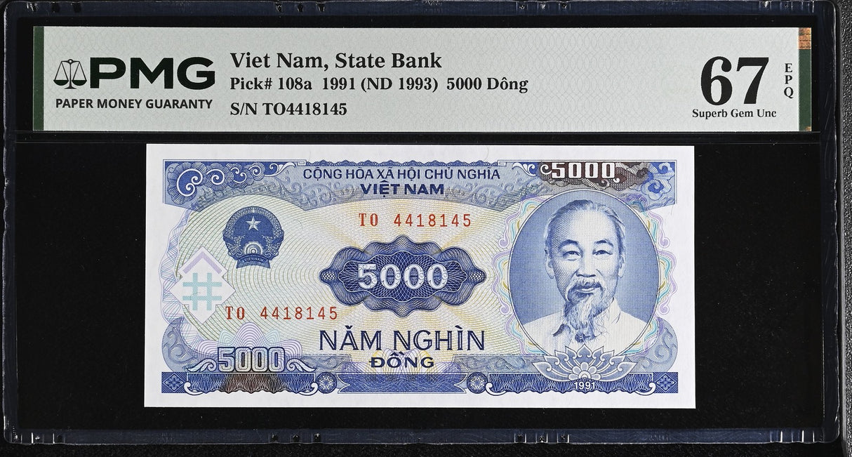 Vietnam 5000 Dong 1991 ND 1993 P 108 a Superb Gem UNC PMG 67 EPQ
