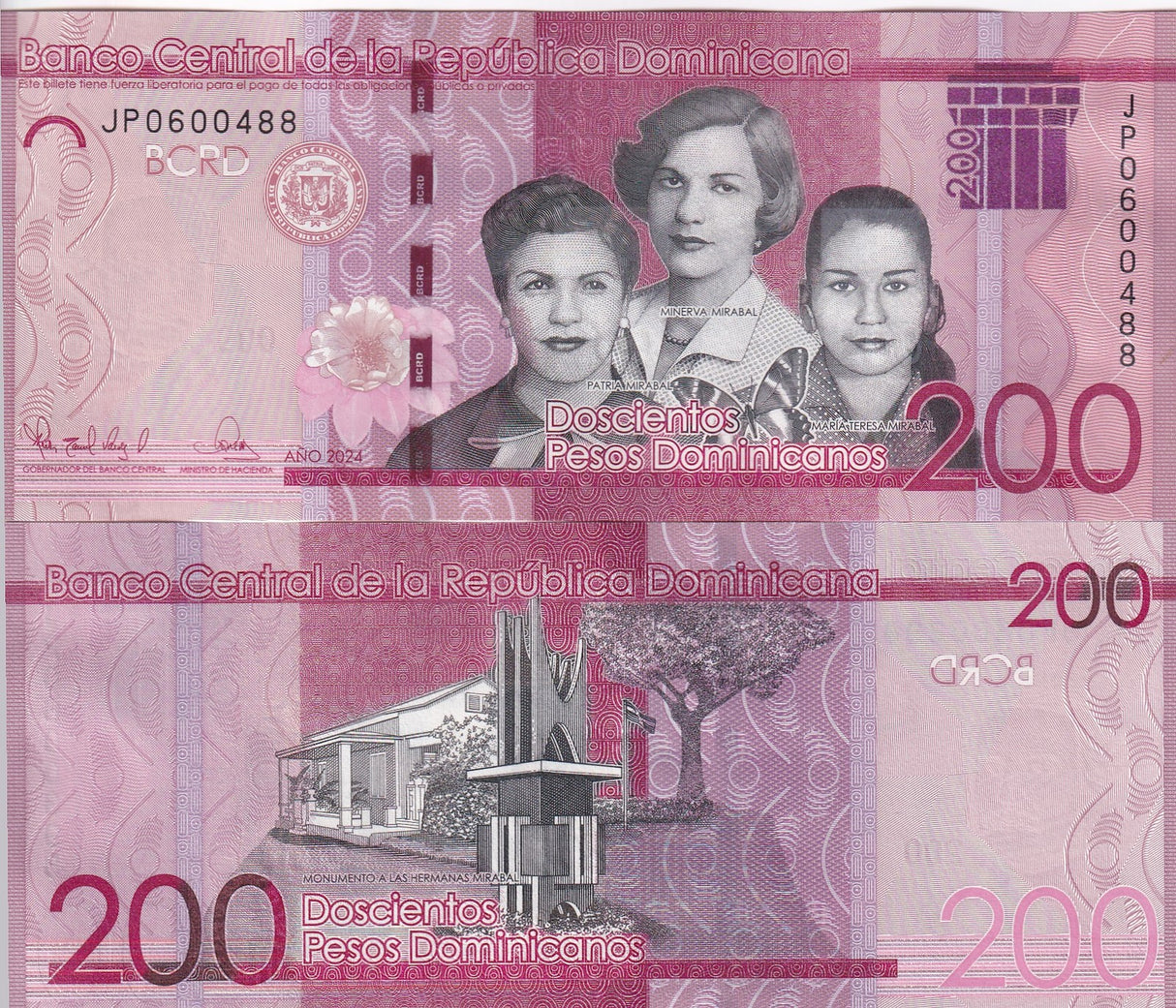 Dominican Republic 200 Pesos 2024 New Sign P 191 UNC