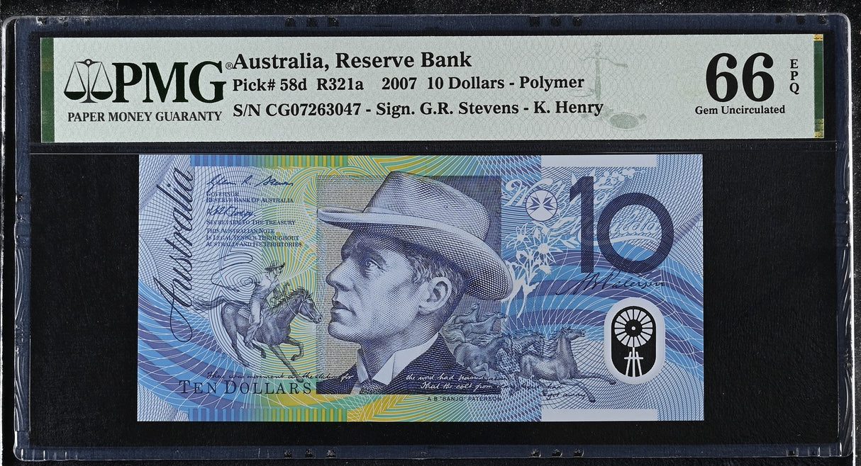 Australia 10 Dollars 2007 P 58 d Polymer Gem UNC PMG 66 EPQ