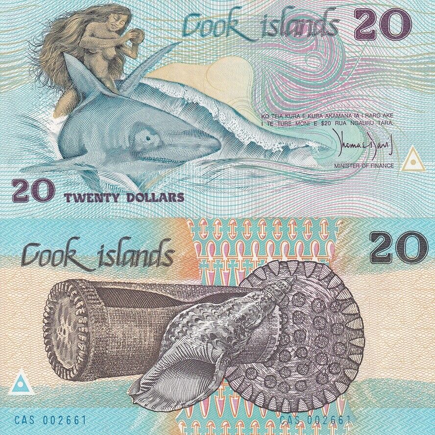 Cook Island 20 Dollars ND 1987 Sign Davis P 5 a UNC