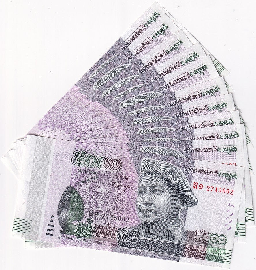 Cambodia 5000 Riels 2015 P 68* Replacement UNC Lot 10 Pcs