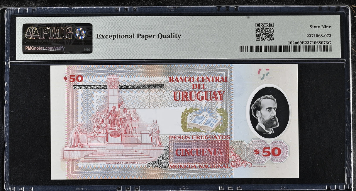 Uruguay 50 Pesos 2020 P 102 a Polymer Superb Gem UNC PMG 69 EPQ TOP POP