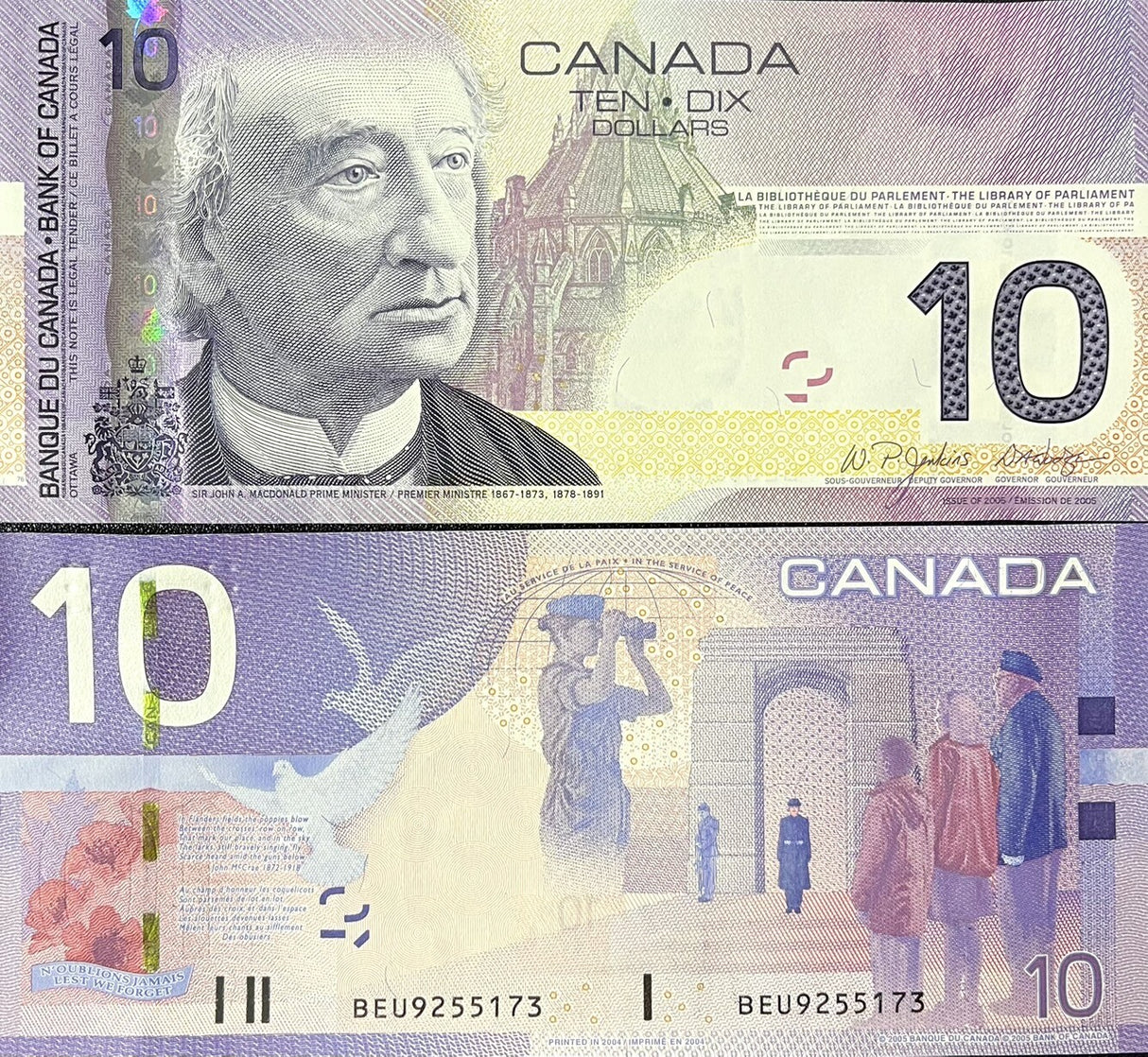 Canada 10 Dollars 2005/2004 P 102Aa Sign Jenkins & Dodge UNC