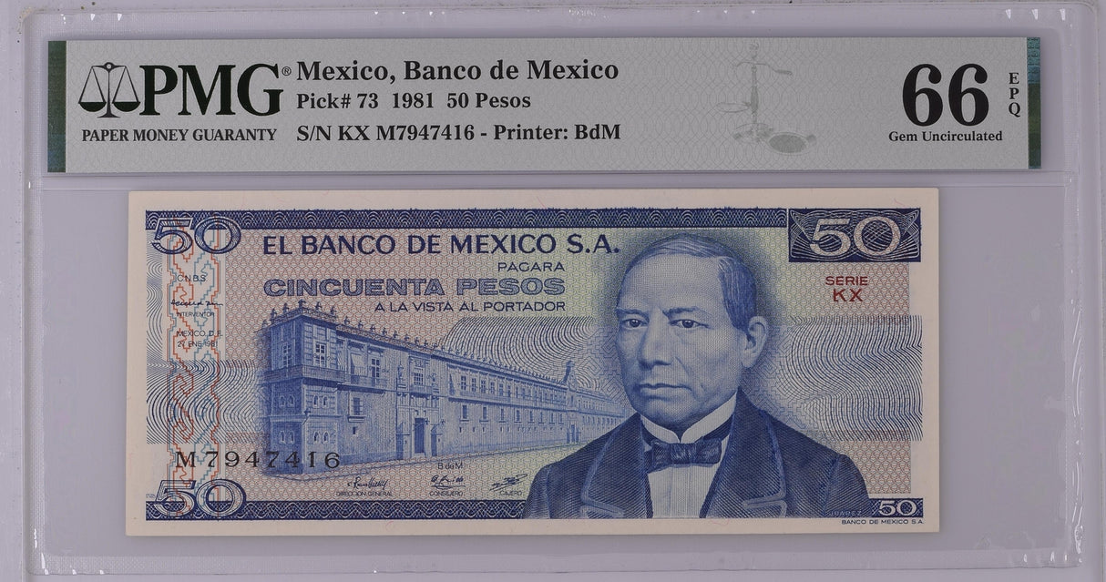 Mexico 50 Pesos 1981 P 73 Gem UNC PMG 66 EPQ