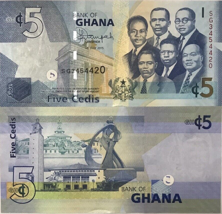 Ghana 5 Cedis 2015 P 38 f UNC