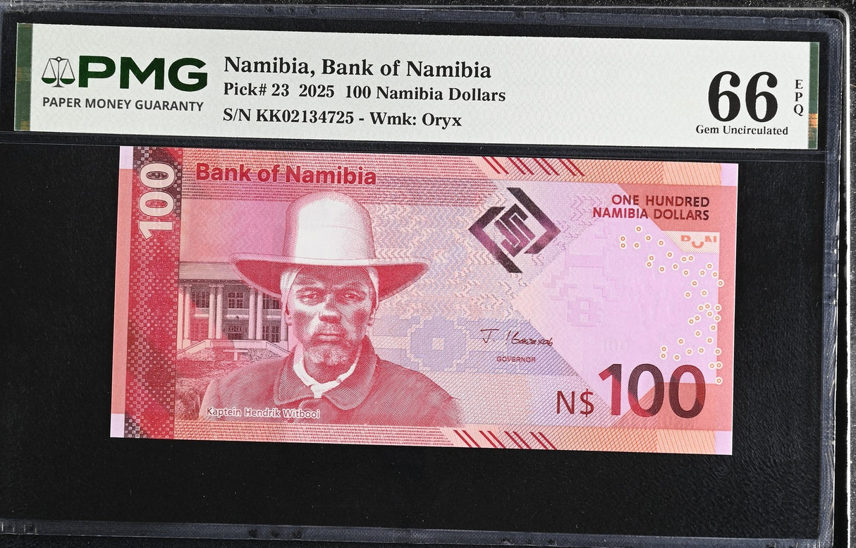 Namibia 100 Dollars 2025 P 23 Gem UNC PMG 66 EPQ