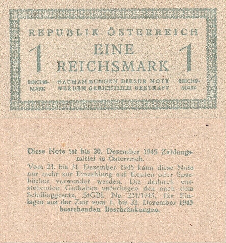 Austria 1 Reichsmark Russia Occupation ND 1945 P 113 UNC