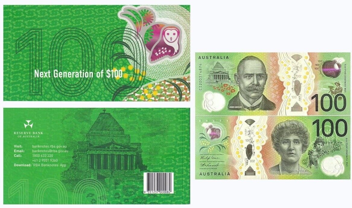 Australia 100 Dollars 2020 P 66 Polymer UNC W/ Folder