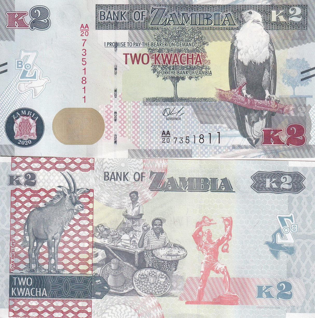 Zambia 2 Kwacha 2020 P 56 UNC