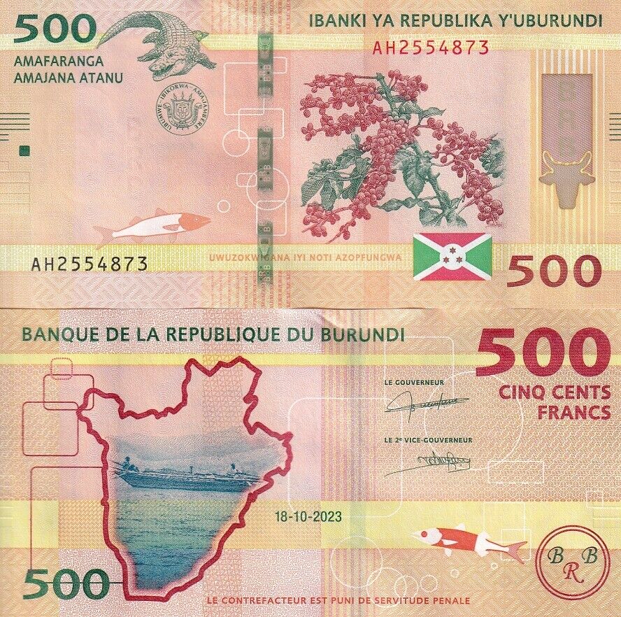 Burundi SET 2 PCS 500 1000 Francs 2023 P 50 P 51 New Sign UNC