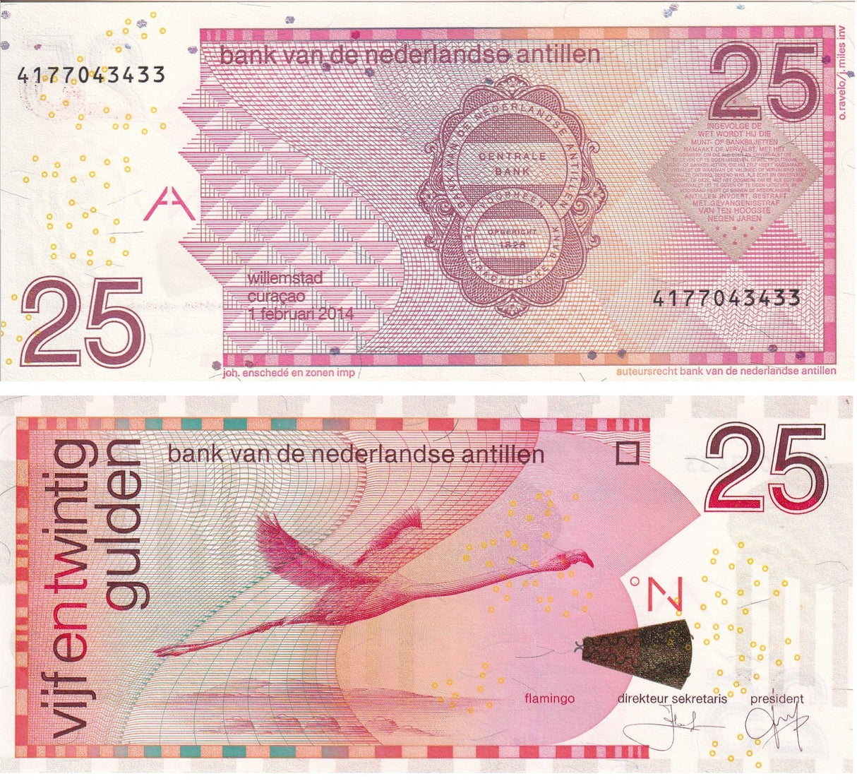 Netherland Antilles 25 Gulden 2014 P 29 UNC