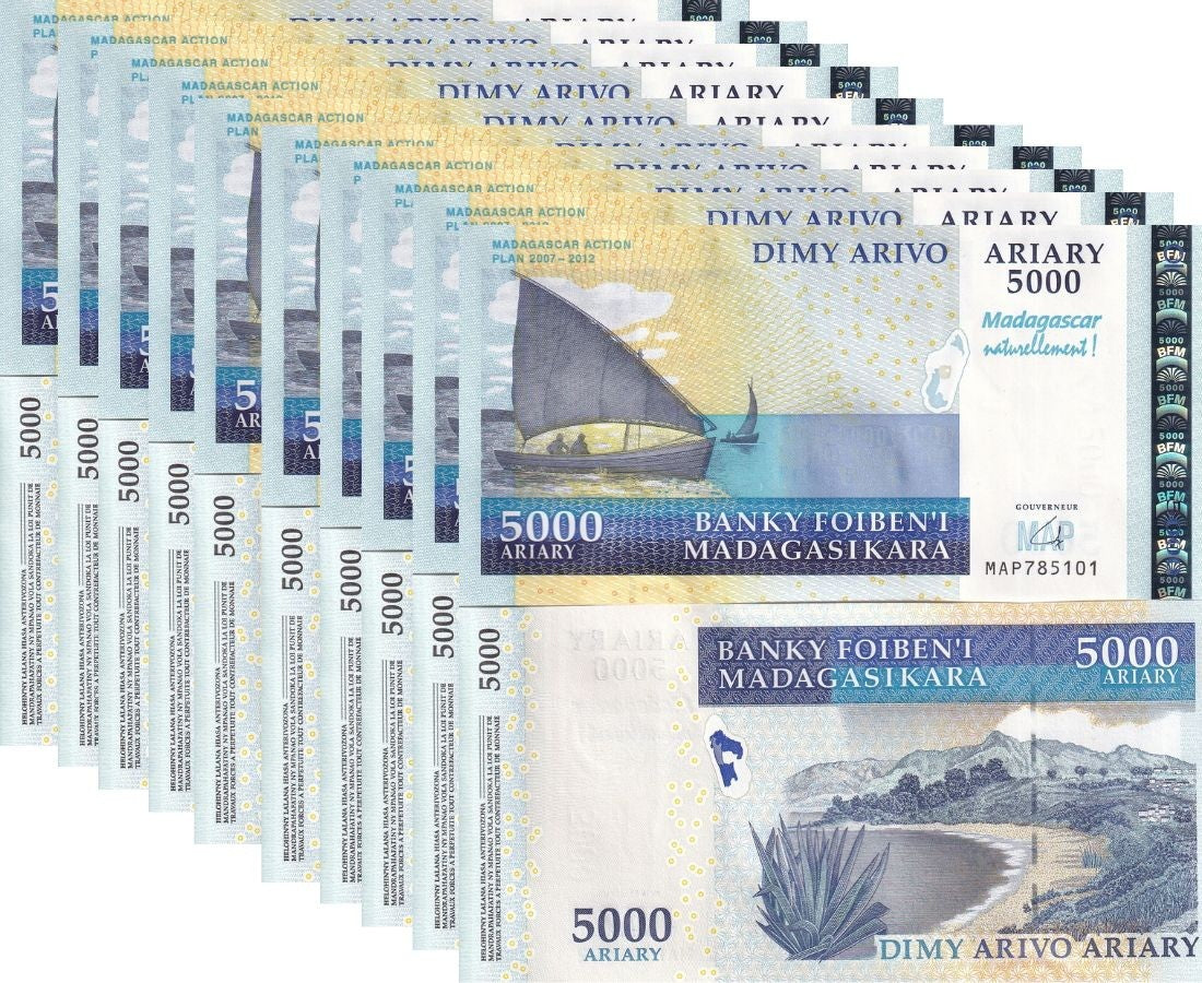 Madagascar 5000 Ariary ND 2008 P 94 Commemorative LOT 10 UNC