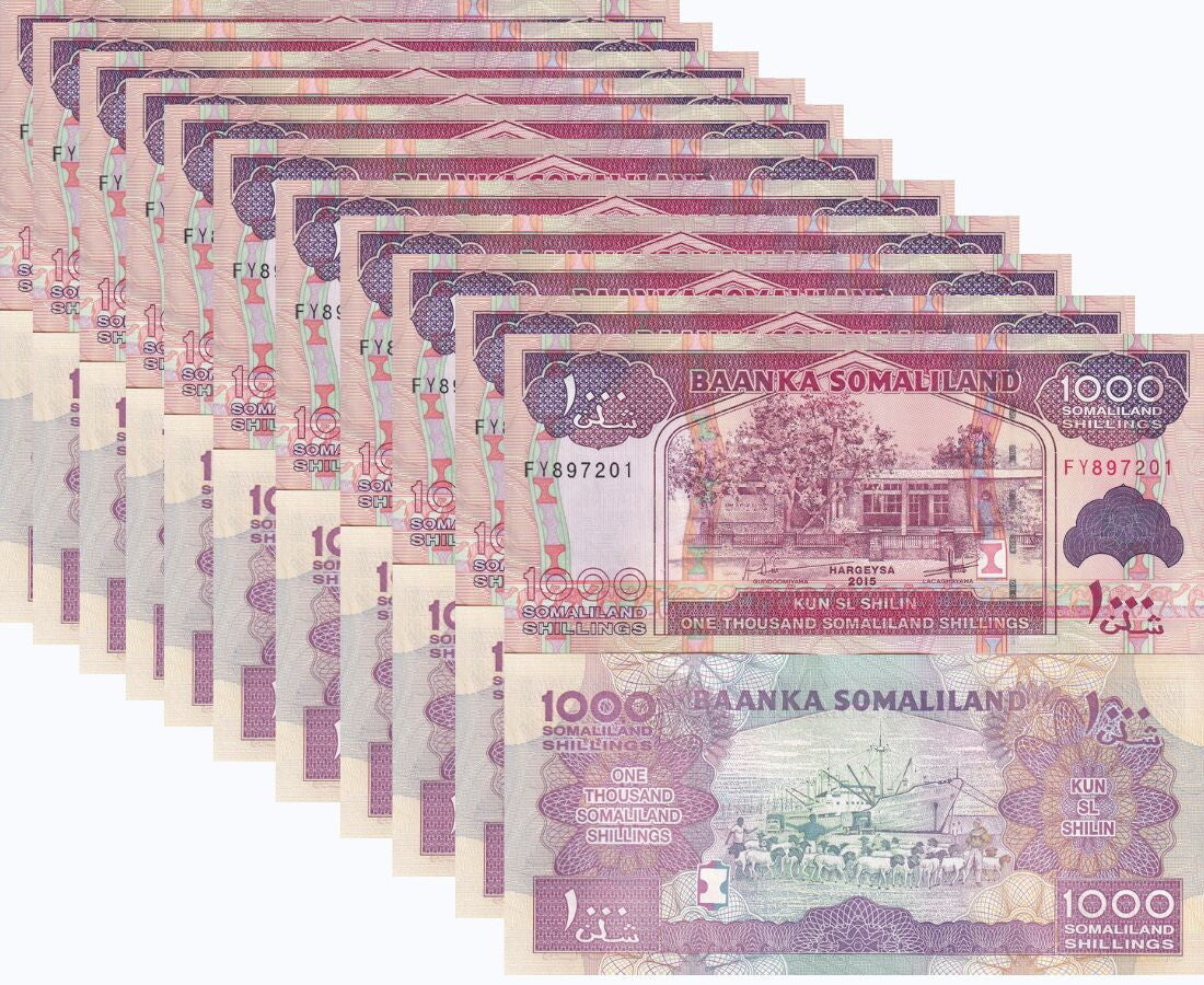 Somaliland 1000 Shillings 2015 P 20 d UNC LOT 10 PCS