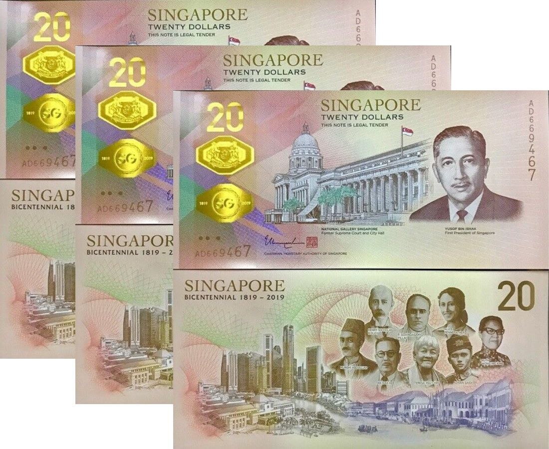 Singapore 20 Dollars ND 2019 P 63 Commemorative Polymer UNC LOT 3 PCS