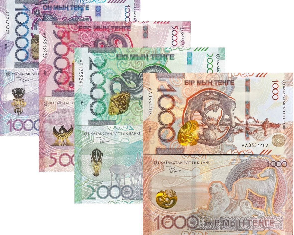 Kazakhstan set 4 UNC 1000 2000 5000 10000 Tenge 2025 P 52 53 54 55 Eagle Leopard