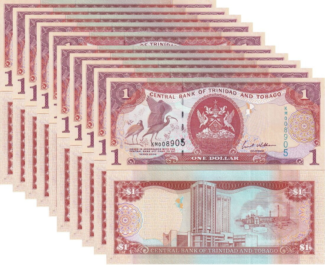 Trinidad & Tobago 1 Dollar 2006 P 46 UNC LOT 10 PCS