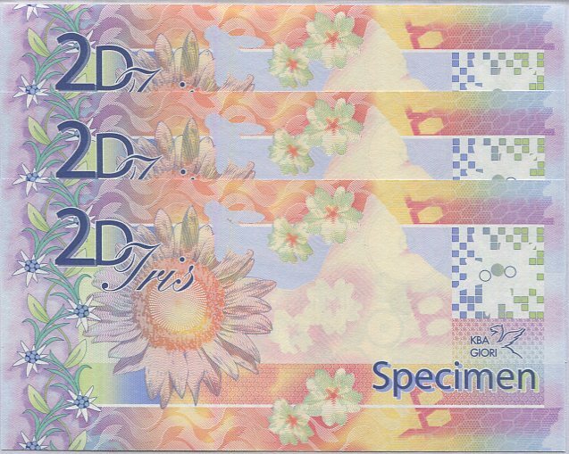 TEST NOTE KBA GIORI Super Simultan 2D-IRIS Larger Size SPECIMEN Lot 3 PCS