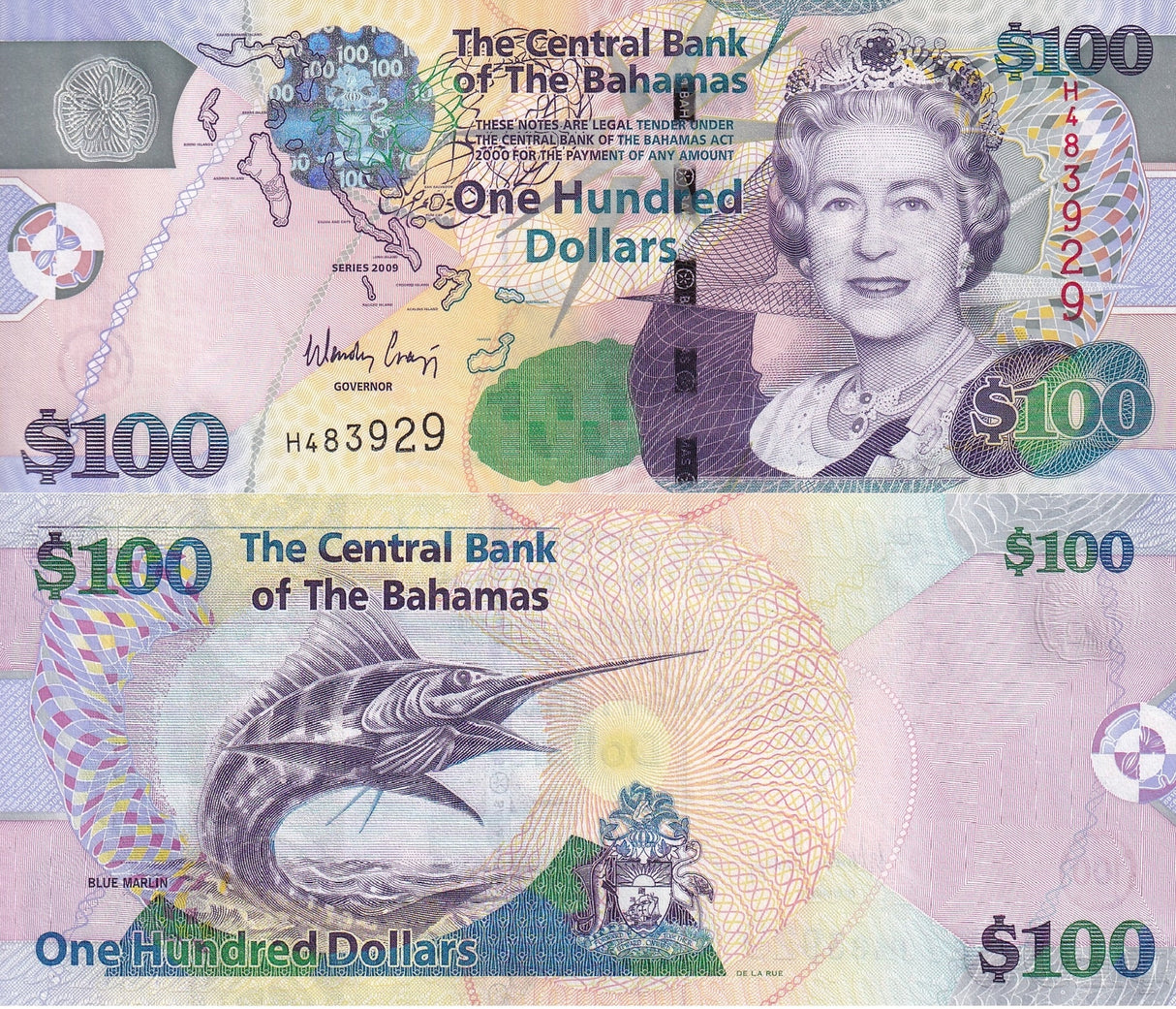Bahamas 100 Dollars 2009 P 76 UNC