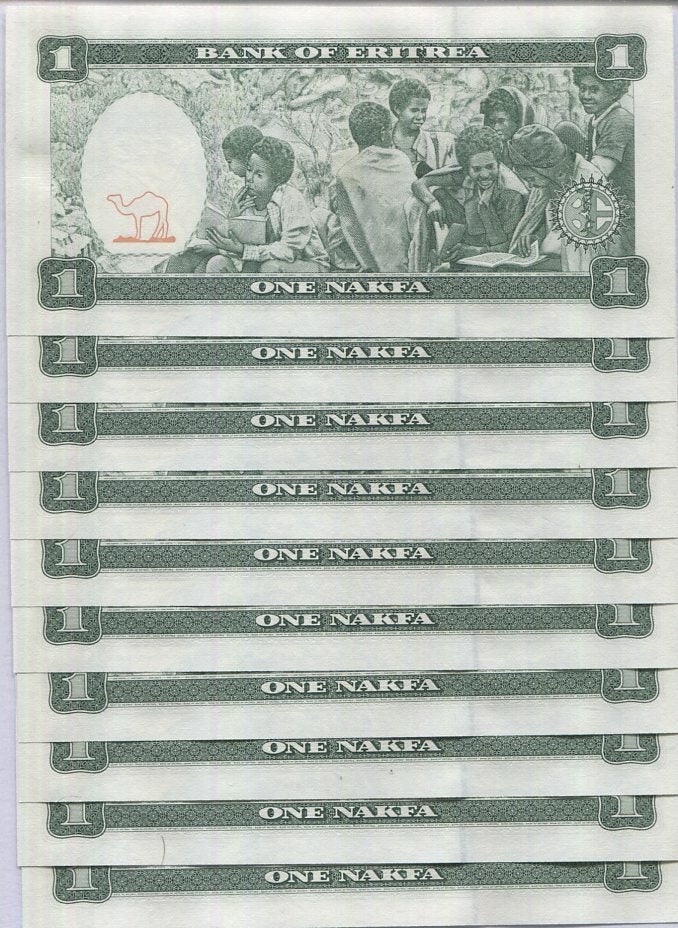 Eritrea 1 Nakfa 1997 P 1 UNC LOT 10 PCS