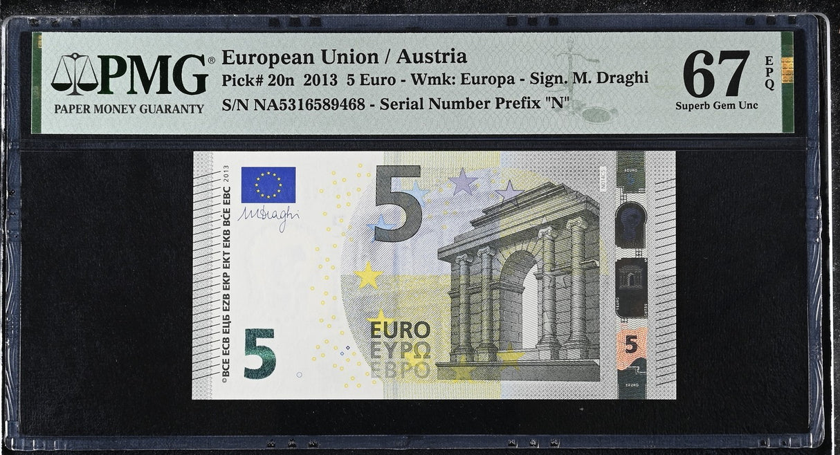 Euro 5 Euro 2013 Austria P 20 n Superb Gem UNC PMG 67 EPQ