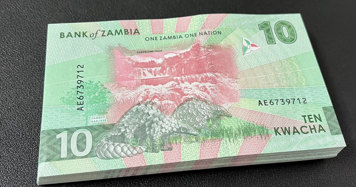 Zambia 10 Kwacha 2024 2025 P 62 Pangolins EAGLE LOT 100 PCS 1 BUNDLE