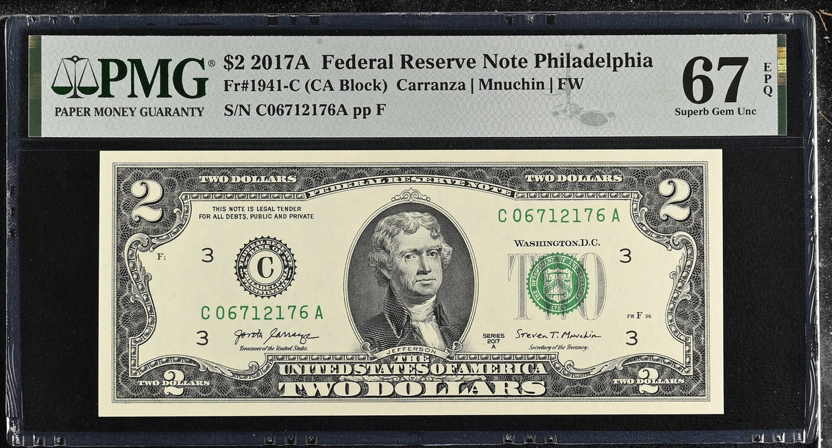 United States 2 Dollars Usa 2017A P 545 Philadelphia Superb Gem PMG 67 EPQ
