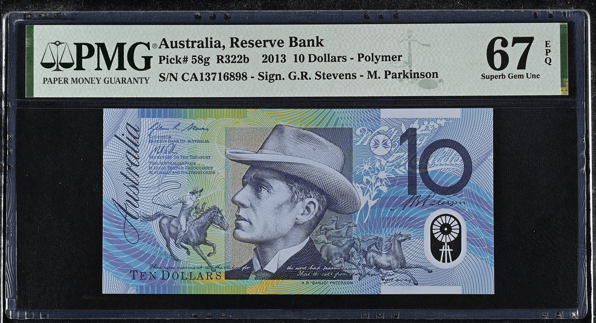 Australia 10 Dollars 2013 P 58 g Polymer Superb Gem UNC PMG 67 EPQ TOP POP
