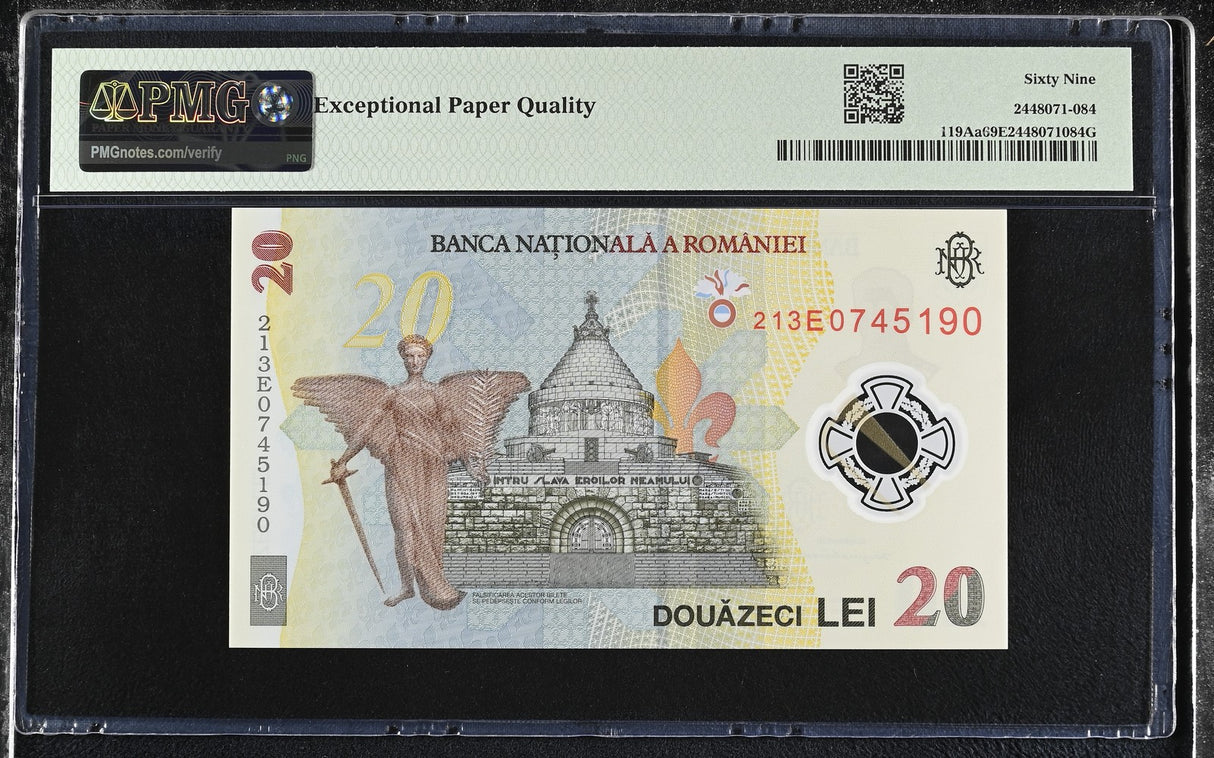 Romania 20 Lei 2021 P 119Aa Polymer Superb Gem UNC PMG 69 EPQ