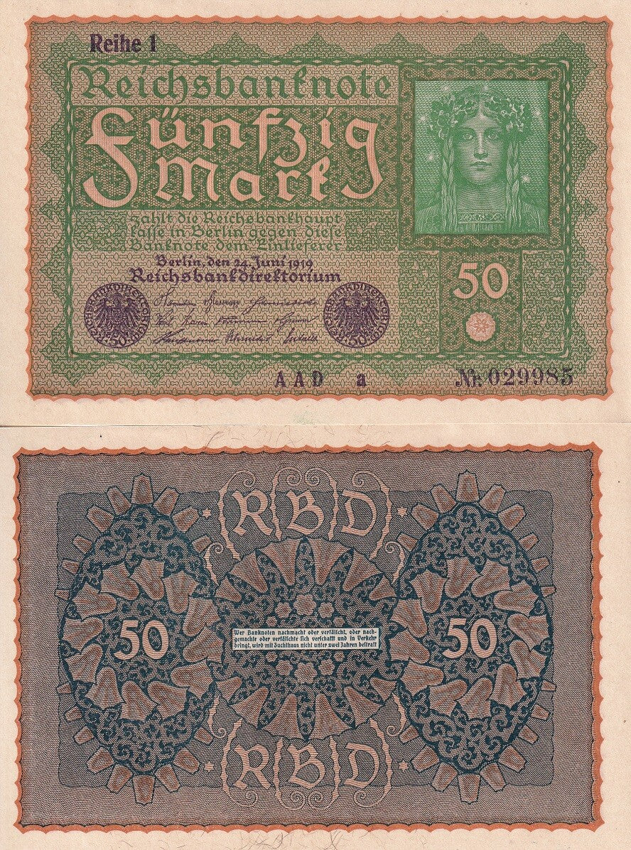 Germany 50 Mark 1919 " Reihe 1" P 66 UNC