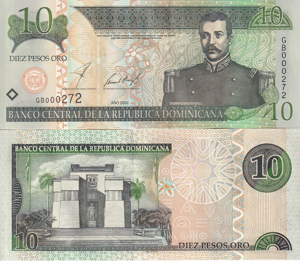 Dominican Republic 10 Pesos 2002 P 168 b UNC