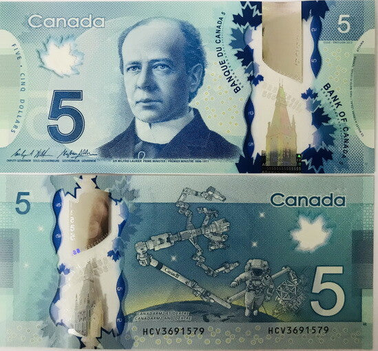 Canada 5 Dollars 2016 P 106 c Polymer Wilkins & Stephen Poloz UNC