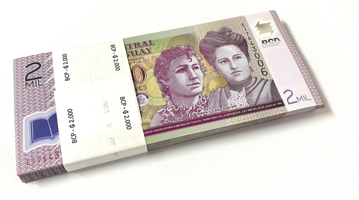 Paraguay 2000 Guaranies 2023 2024 P 228 Polymer New Date UNC Lot 25 Pcs