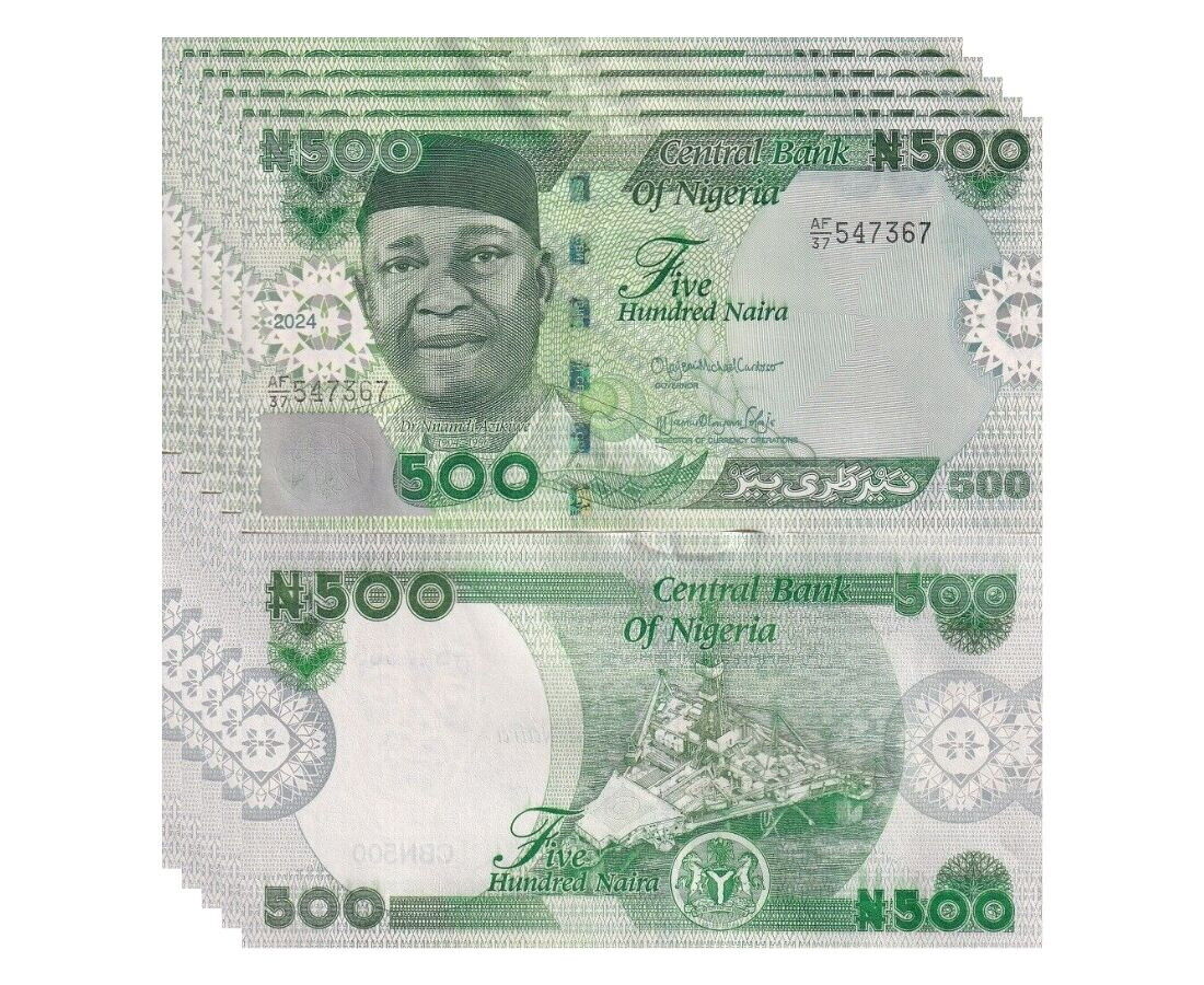 Nigeria 500 Naira 2024 P 48 New Design UNC LOT 5 Pcs