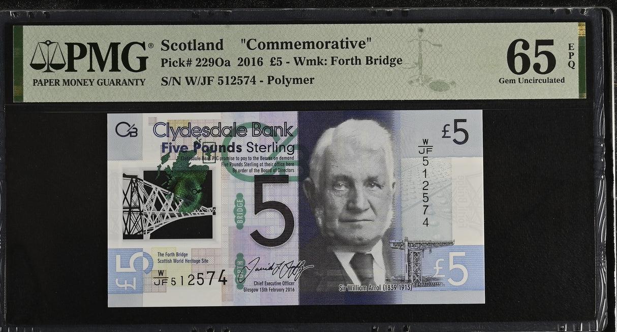 Scotland 5 Pounds 2016 P 229Oa Commemorative Gem UNC PMG 65 EPQ