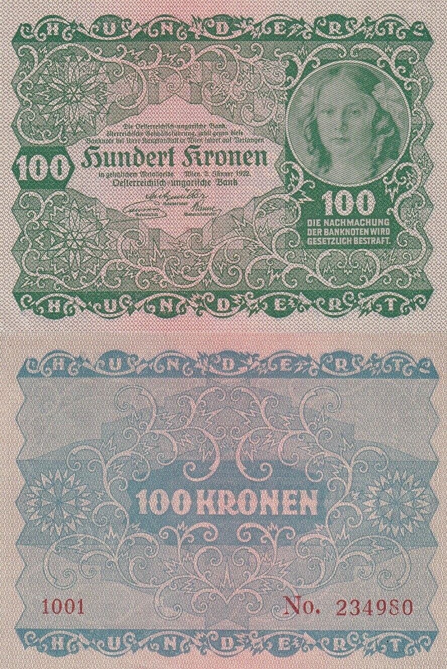 Austria 100 Kronen 1922 P 77 AUnc