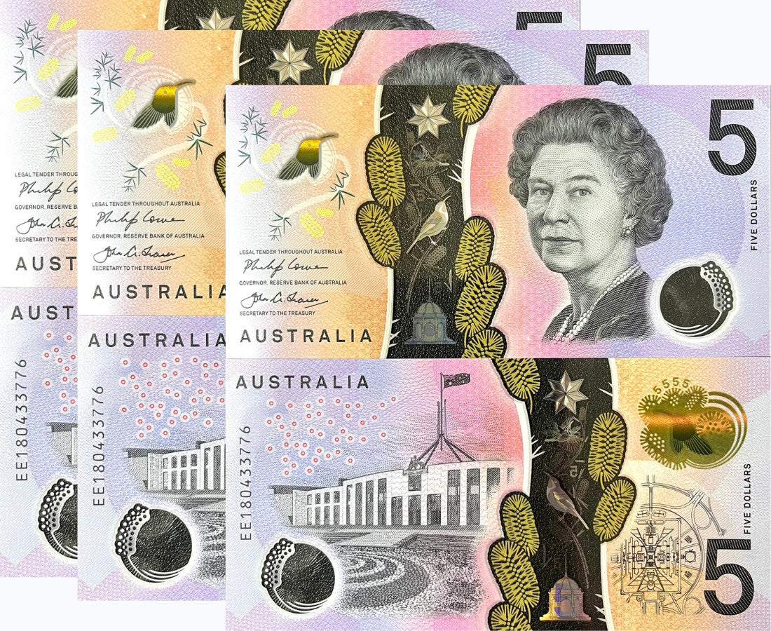 Australia 5 Dollars 2018 Polymer P 65 New Sign UNC LOT 3 PCS