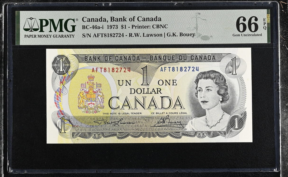 Canada 1 Dollar 1973 P 85 a BC 46a-i Lawson Bouey GEM UNC PMG 66 EPQ